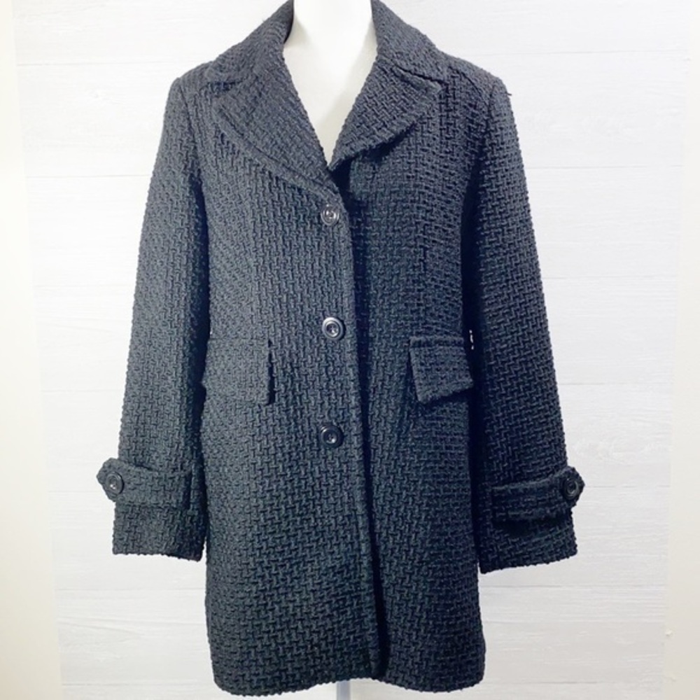 Gallery Tweed Womens Black Coat Size XL